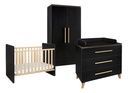 Transland 3-delige babykamer (meegroeibed + commode + kast met 2 deuren) Steffi zwart
