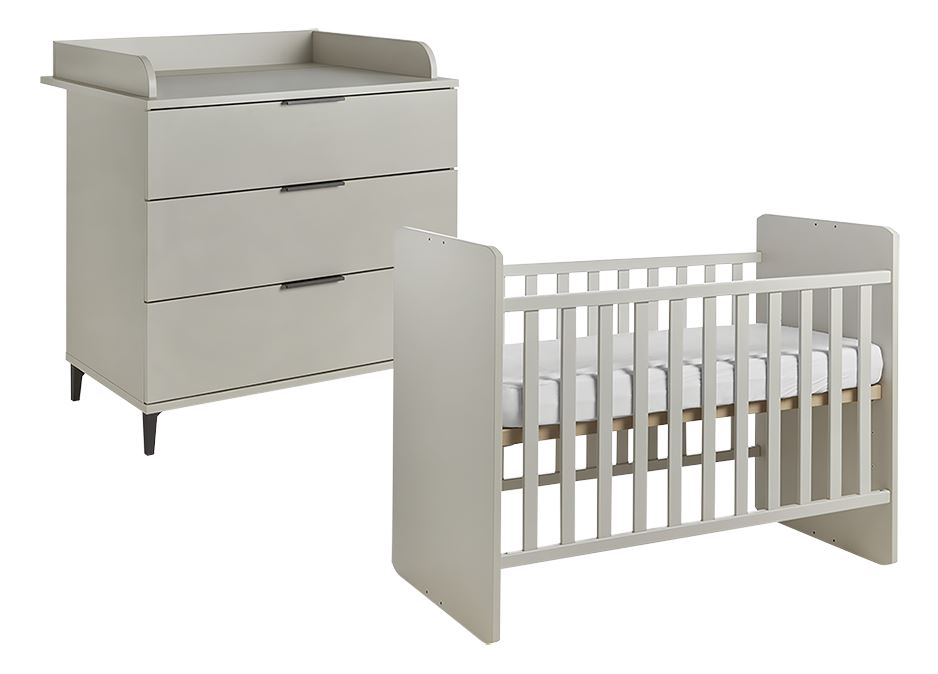 Transland Chambre de bébé 2 pièces (lit évolutif + commode) Jessie beige