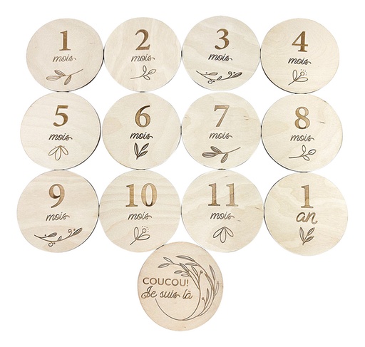 [27598601] Minimou Milestone Cards Wood Frans - 13 stuks