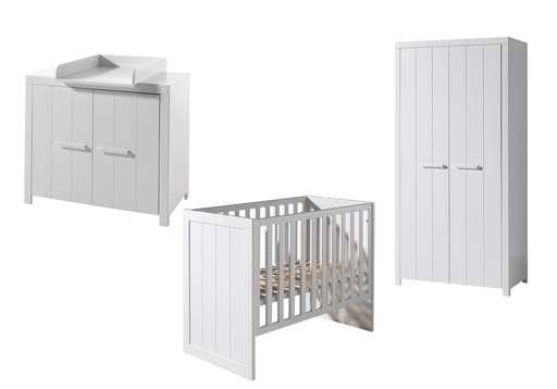 [27866701] Jaxx 3-delige babykamer (bed + commode + kast met 2 deuren) Erik wit 