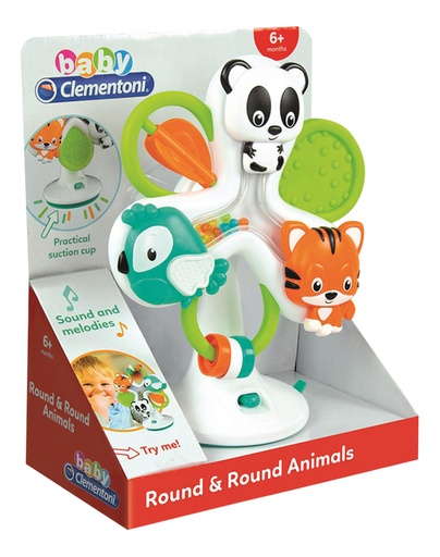 [27132201] Clementoni Activiteitenspeeltje voor eetstoel Round & Round Animals