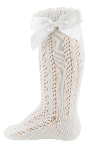 [9016501] Ewers Paire de chaussettes hautes nœud Latte taille 17/18