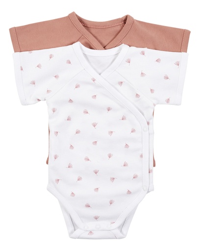 Dreambee Body met overslag en korte mouwen Essentials Flower roze - 2 stuks