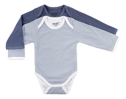 Dreambee Body met lange mouwen Essentials streepjes blauw - 2 stuks