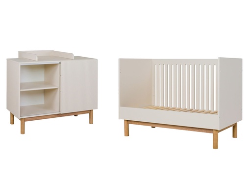 [28700201] Quax Chambre de bébé 2 pièces (lit évolutif L 120 x Lg 60 cm + commode avec rallonge) Mood Clay