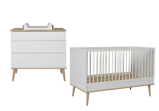 [28701401] Quax 2-delige babykamer (bed L 120 x B 60 cm + commode) Flow White