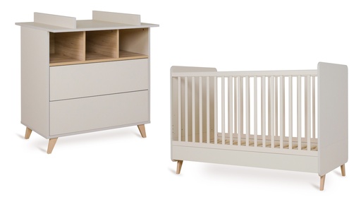 [28703501] Quax Chambre de bébé 2 pièces (lit + commode avec rallonge) Loft Clay