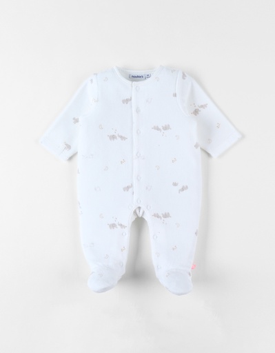 Noukie's Pyjama uit fluweel Bali & Moka wit