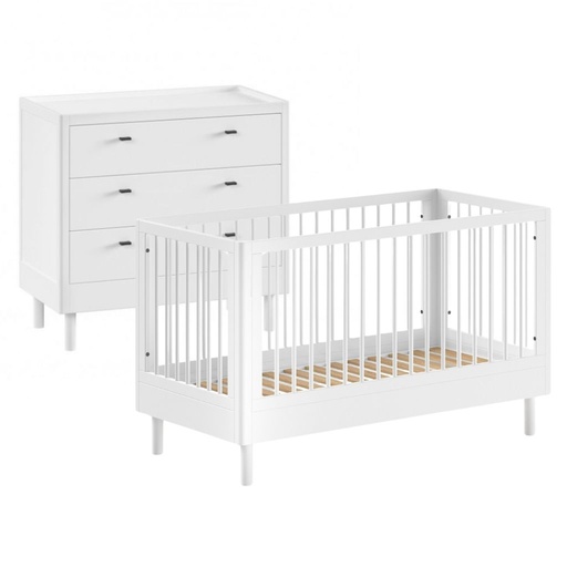 [30227901] Jaxx Chambre de bébé 2 pièces (Lit évolutif L 140 x Lg 70 cm + commode) Forrest Beech