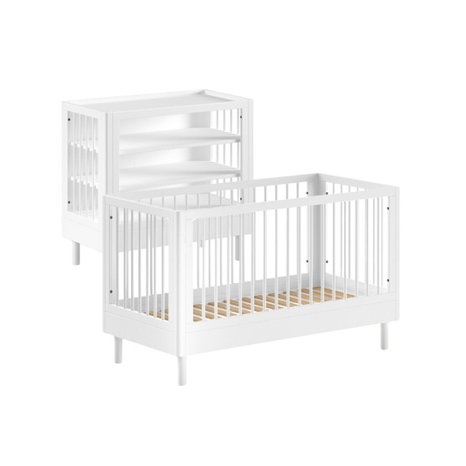 [30228101] Jaxx Chambre de bébé 2 pièces (Lit évolutif L 140 x Lg 70 cm + commode ouverte) Forrest Beech