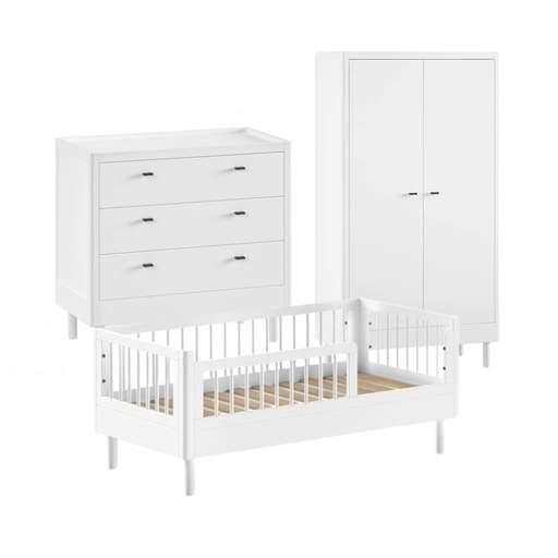 [30229101] Jaxx 3-delige babykamer (Peuterbed L 140 x B 70 cm + commode + kast met 2 deuren) Forrest Beech