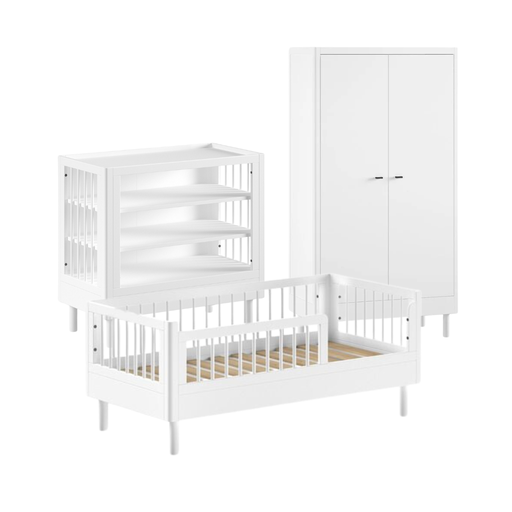 [30229301] Jaxx Chambre de bébé 3 pièces (Lit pour enfant L 140 x Lg 70 cm + commode ouverte + armoire 2 portes) Forrest Beech