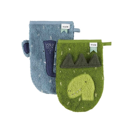 [30401501] Trixie Washandje Mr. Dino - Mrs. Elephant Multi - 2 stuks