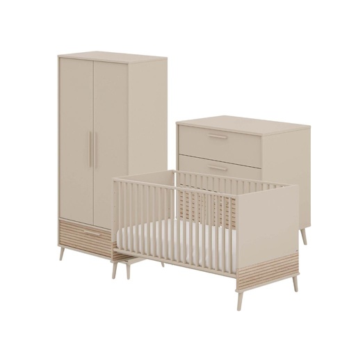 [30410601] PAIDI Chambre de bébé 3 pièces (lit évolutif + commode + armoire 2 portes)