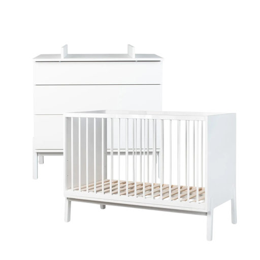 [30514001] Quax Chambre de bébé 2 pièces (lit L 120 x Lg 60 cm + commode avec rallonge) Ashi Cream