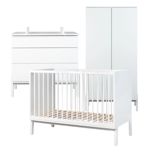 [30514201] Quax Chambre de bébé 3 pièces (lit L 120 x Lg 60 cm + commode avec rallonge + armoire 2 portes) Ashi Cream