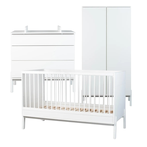 [30514301] Quax Chambre de bébé 3 pièces (lit évolutif L 140 x Lg 70 cm + commode avec rallonge + armoire 2 portes) Ashi Cream