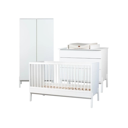 [30514301] Quax Chambre de bébé 3 pièces (lit évolutif L 140 x Lg 70 cm + commode avec rallonge + armoire 2 portes) Ashi Cream