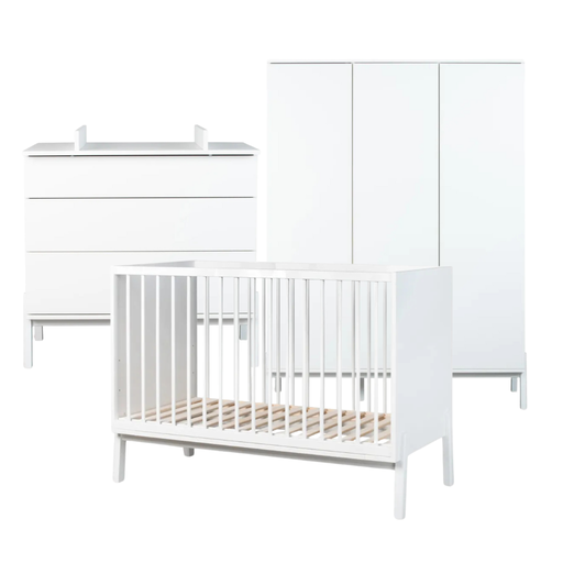 [30514401] Quax Chambre de bébé 3 pièces (lit L 120 x Lg 60 cm + commode avec rallonge + armoire 3 portes) Ashi Cream