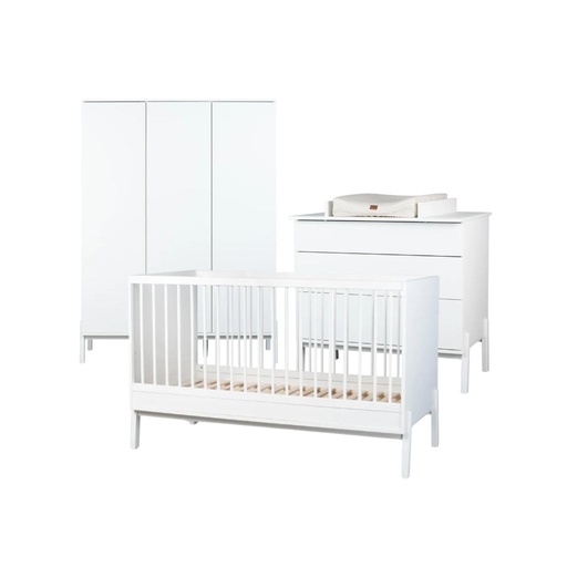 [30514501] Quax Chambre de bébé 3 pièces (lit évolutif L 140 x Lg 70 cm + commode avec rallonge + armoire 3 portes) Ashi Cream