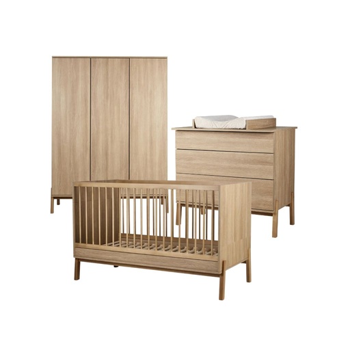 [30515201] Quax 3-delige babykamer (meegroeibed L 140 x B 70 cm + commode met verlengstuk + kast met 3 deuren) Ashi Honey Ash