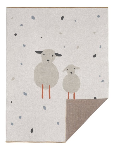 [11544501] Lässig Couverture pour berceau ou parc Tiny Farmer Sheep gris coton bio