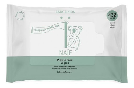 [11756001] Naïf Lingettes humides Plastic Free Wipes - 54 pièces