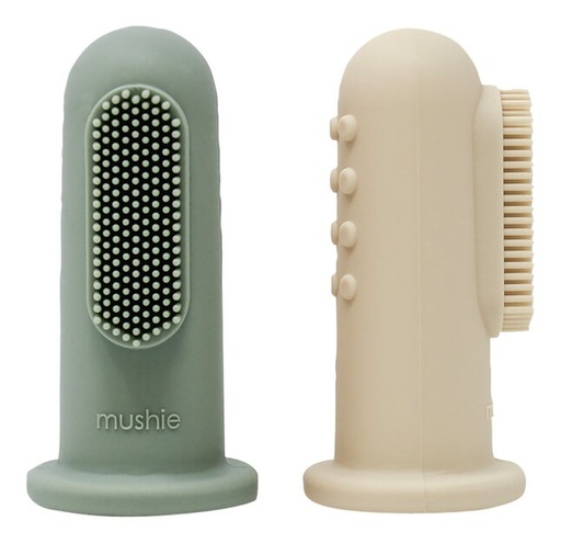 [11997701] Mushie Brosse à dents de doigt Sand/Blue - 2 pièces