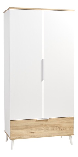 [11693601] Transland Armoire 2 portes Maly look blanc/boisé