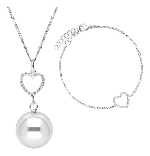 [23745301] Bola Set met zwangerschapsbelletje en armband Crystal Heart