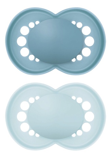 [27085401] MAM Sucette + 6 mois Original Matt Plain Silicone bleu - 2 pièces