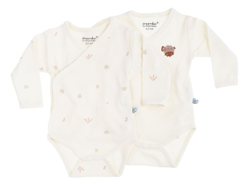 Dreambee Body met overslag en lange mouwen Billie ballonvis beige - 2 stuks