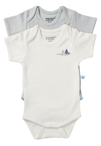 Dreambee Body met korte mouwen Billie beige/grijs - 2 stuks