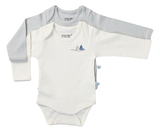 Dreambee Body met lange mouwen Billie beige/grijs - 2 stuks