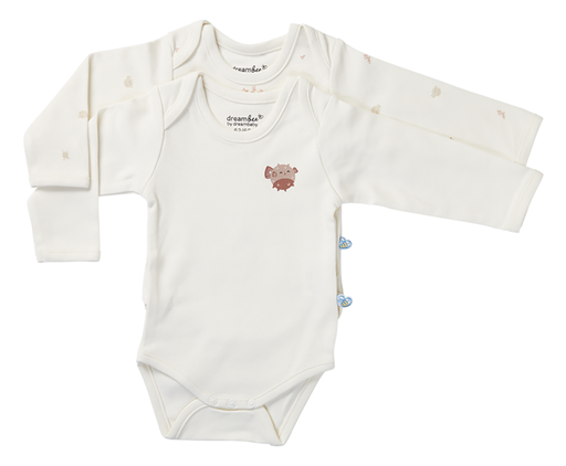 Dreambee Body met lange mouwen Billie ballonvis beige - 2 stuks