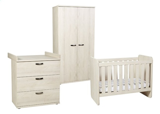 [6426301] Neyt Chambre de bébé 3 pièces (lit évolutif + commode + armoire 2 portes) Olivia