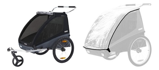 [12983501] Thule Remorque de vélo Coaster 2 XT Black avec habillage de pluie
