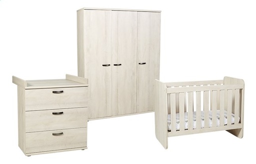 [6426401] Neyt Chambre de bébé 3 pièces (lit évolutif + commode + armoire 3 portes) Olivia