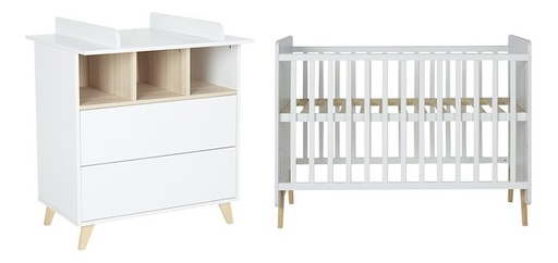 [14334501] Quax 2-delige babykamer (bed + commode) Loft White