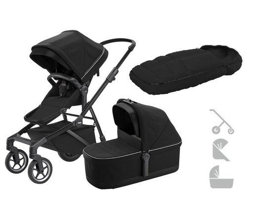 [15886301] Thule 3-in-1 Kinderwagen Sleek + Gratis Voetenzak Midnight Black