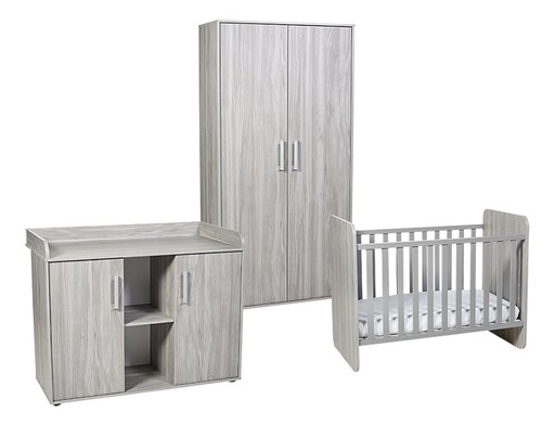 [22863201] Transland Chambre de bébé 3 pièces (lit évolutif + commode + armoire 2 portes) Nolan