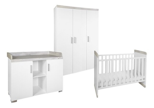 [22863901] Transland Chambre de bébé 3 pièces (lit évolutif + commode + armoire 3 portes) Alisa