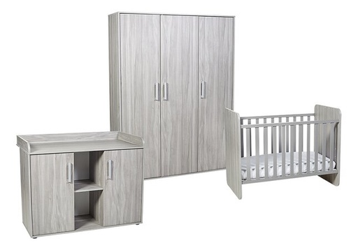 [22864001] Transland Chambre de bébé 3 pièces (lit évolutif + commode + armoire 3 portes) Nolan