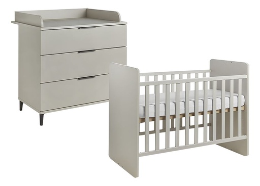 [27175801] Transland 2-delige babykamer (meegroeibed + commode) Jessie beige