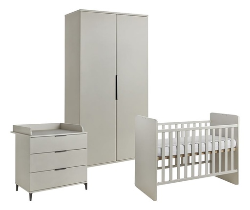 [27175901] Transland Chambre de bébé 3 pièces (lit évolutif + commode + armoire 2 portes) Jessie beige