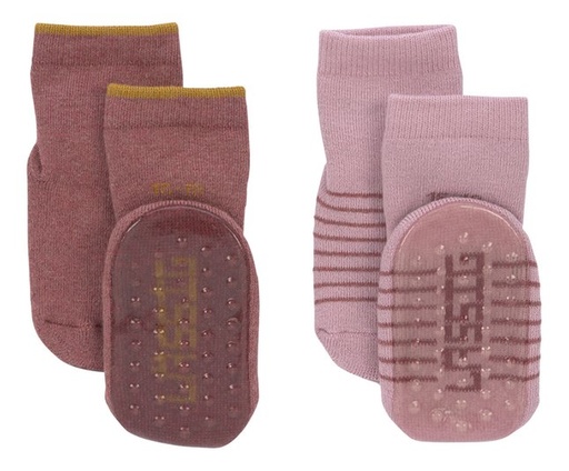 Lässig Paire de chaussettes antidérapantes rosewood/rose - 2 pièces